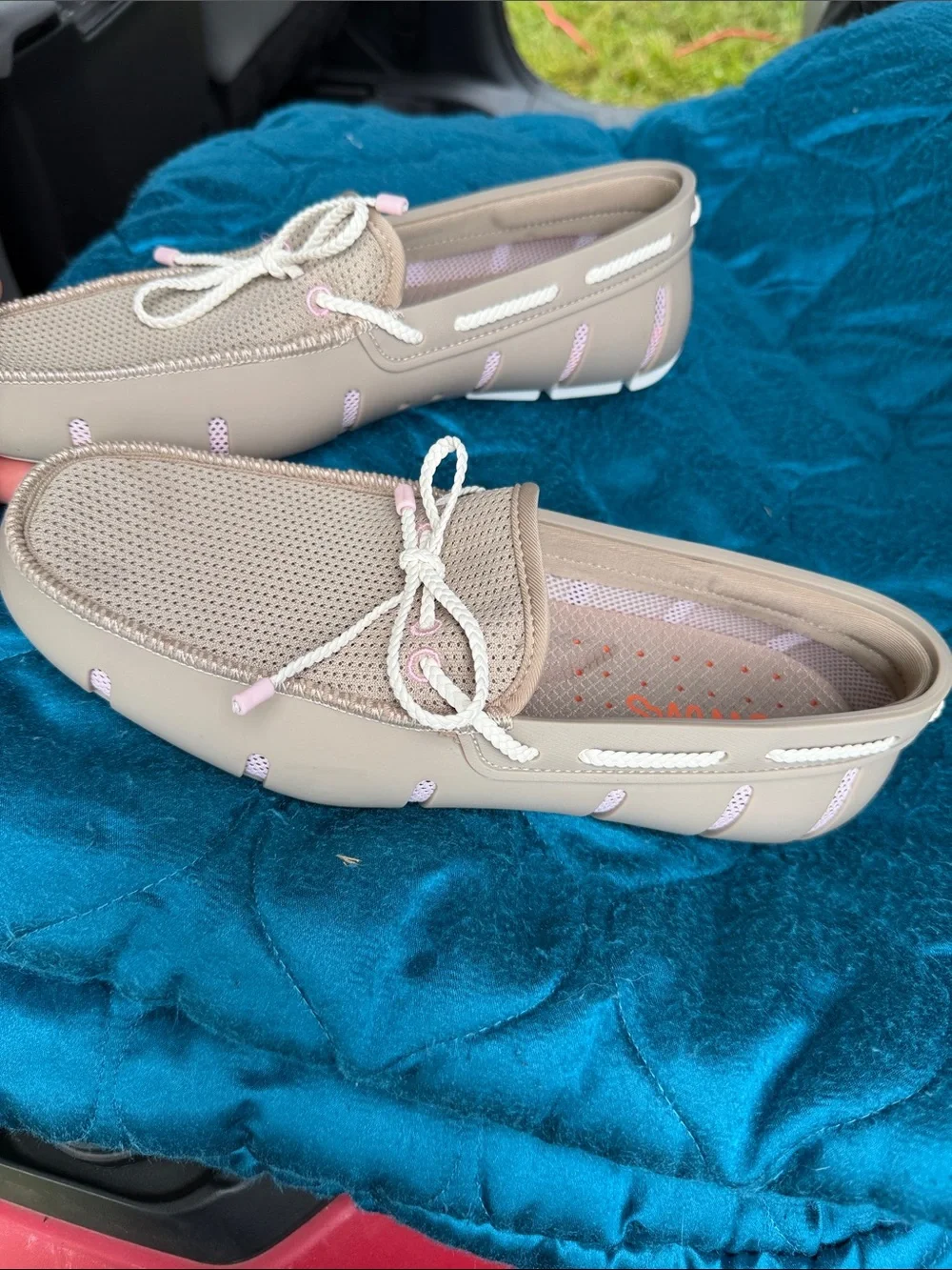Swims Taupe Boat is Shoes with Light Pink Accents - mens